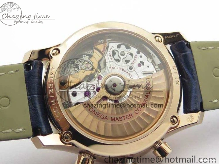 1230 QuickDry De Ville Chronograph RG OMF 1:1 Best Edition Blue Dial On Blue Leather Strap A 8107